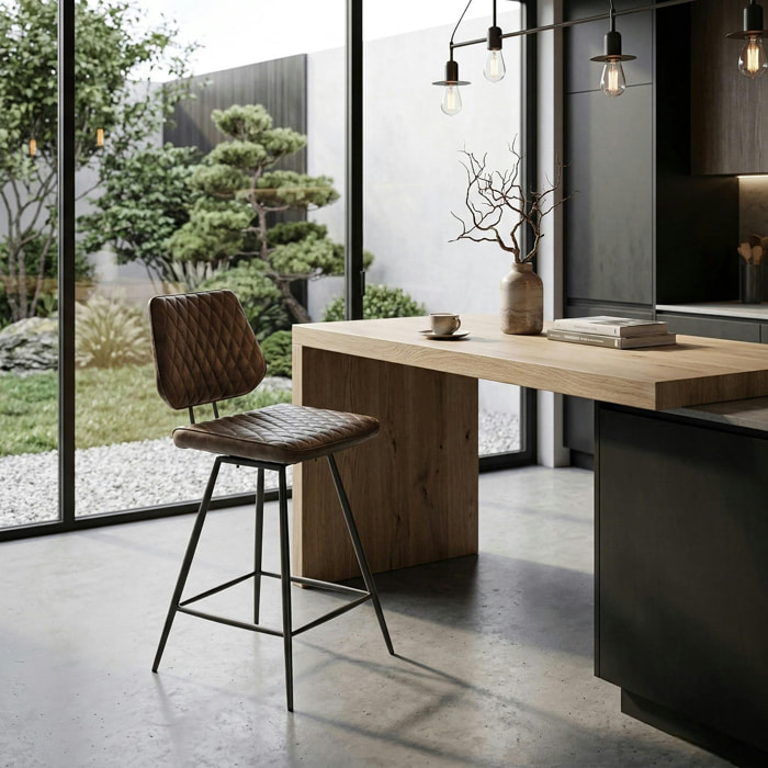 Chaise de bar marron style industriel SALERNE