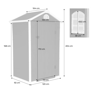 Abri de jardin plastique 1.39 m². anthracite. Structure aluminium et acier. 134 x 104 x 204cm