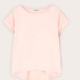 Motivi - T-shirt bimaterica misto cotone - Rosa cipria