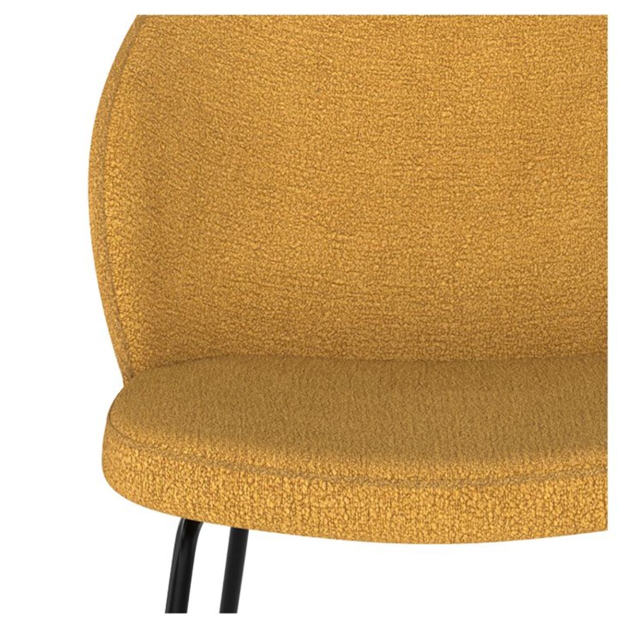 Lot de 2 chaises jaunes en tissu bouclette et pied en métal - Groom