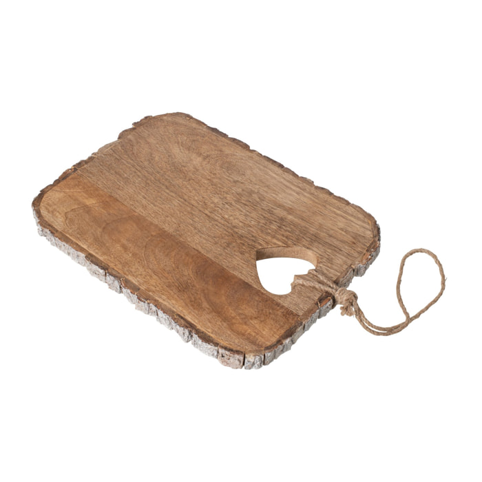 J-Line Planche à  découper cœur et écorce - bois de manguier - naturel - medium