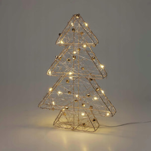 árbol navideño metálico dorado con 20 luces led blancas cálidad 21x4x30cm