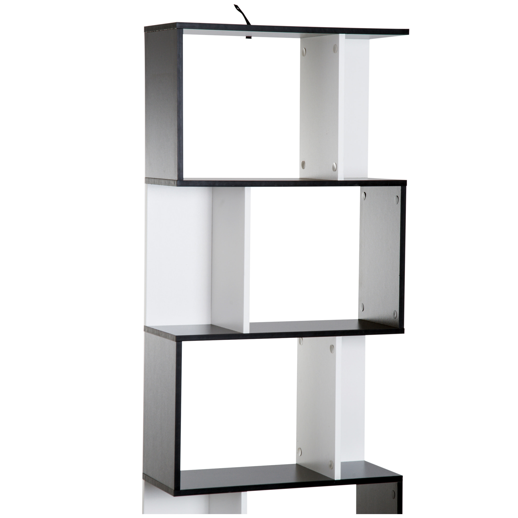 Bibliothèque étagère meuble de rangement design contemporain en S 5 étagères 60L x 24l x 185H cm noir blanc