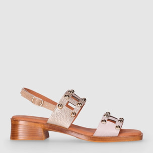 Sandalias de Piel - Multi-Platino - Tacón: 4 cm