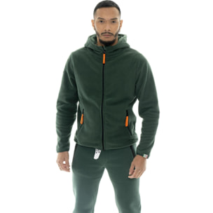 Felpa da uomo in micro pile con cappuccio e zip 'Basic'