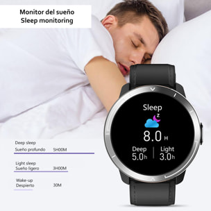 Smartwatch M18 Plus. Bracciale in pelle e silicone. Con termometro corporeo, frequenza respiratoria, pressione sanguigna e O2. Modalità multisport.