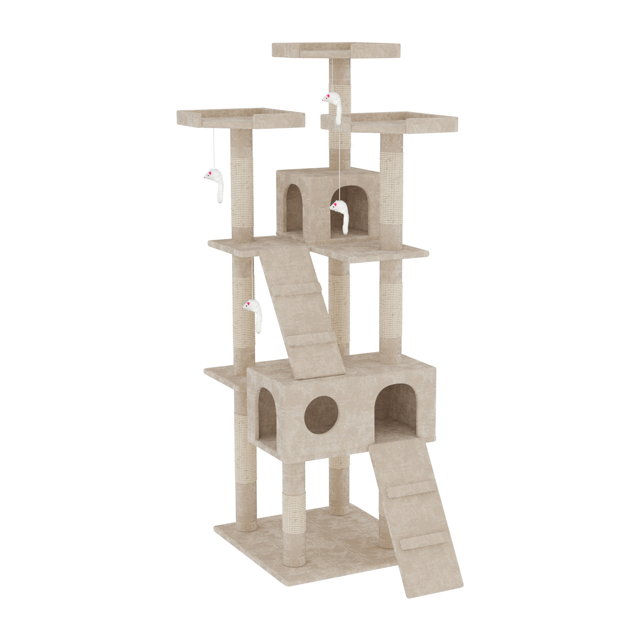Albero per Gatto con Graffiatoio Cuccia Giocattolo Gatti Parco Giochi Tiragraffi in Sisal Naturale 170 x 49 x 49 cm
