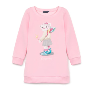 Vestido tipo sudadera con osito rosa
