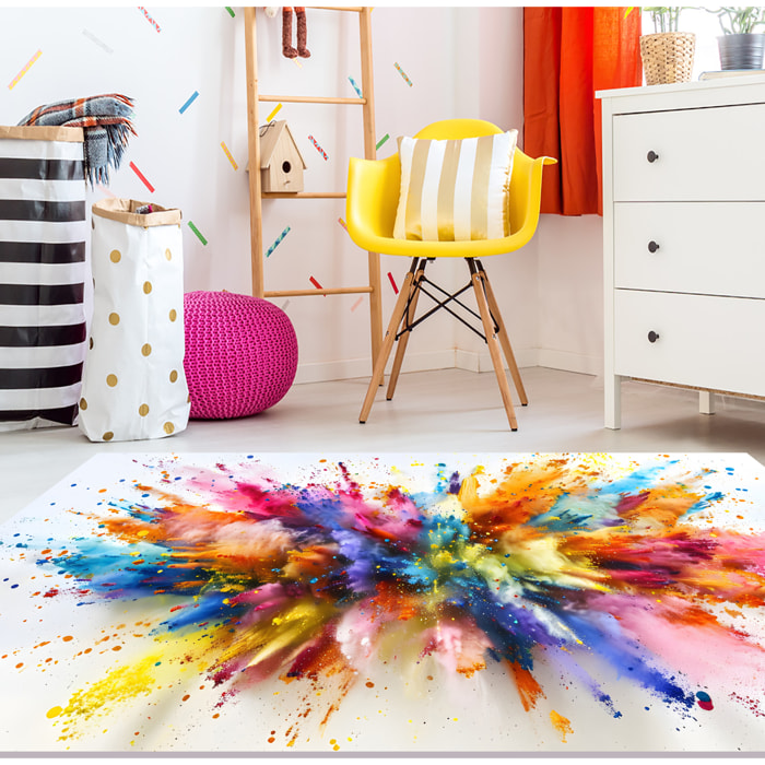 Alfombra de vinilo Explosión de Colores - PVC antideslizante, vinilica para cocina o salón, lavable, estilo moderno