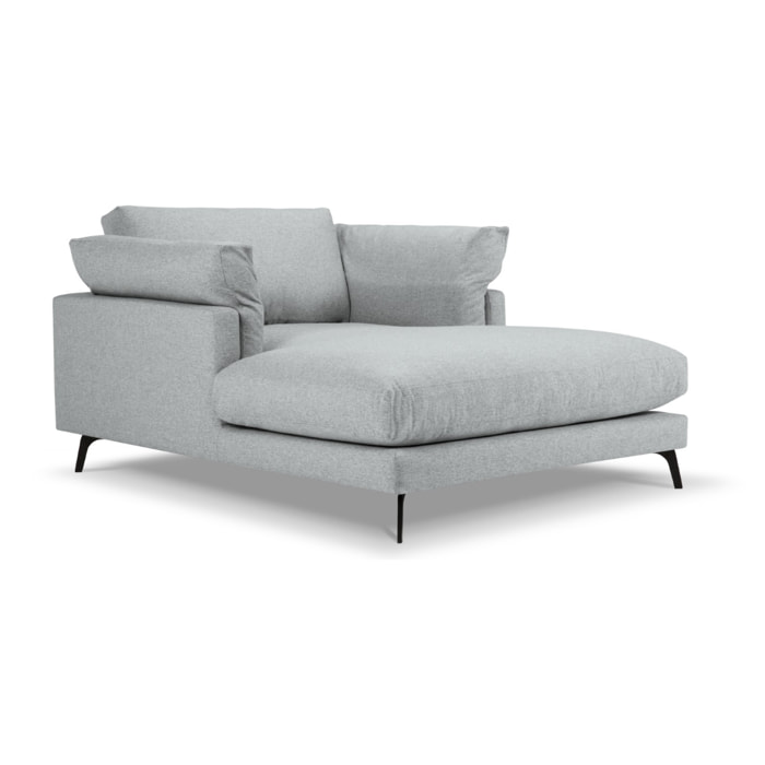 Méridienne "Camille" en tissu structurel gris clair