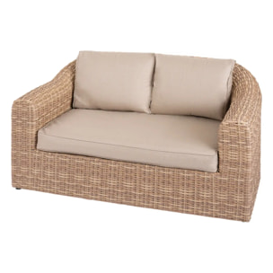 Canapé de jardin "Mooréa" savana 2 places aluminium traité époxy en résine tressée