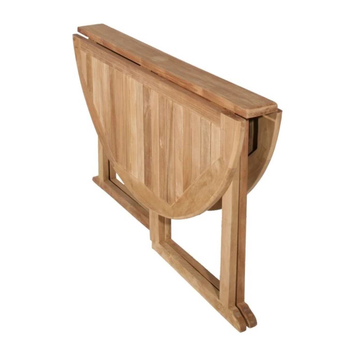 FUN - Table de jardin ronde 4/5 personnes - à rabats papillon en bois Teck