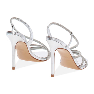 Sandali argento con tacco 10,5 cm