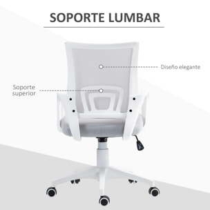 Silla de Oficina de Malla Silla de Escritorio Giratoria con Altura Ajustable Función de Basculante Soporte Lumbar y Reposabrazos Silla para Estudio Carga 120 kg Gris