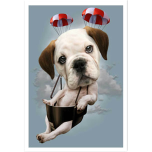 Affiche enfant chiot sur parachute  Affiche seule