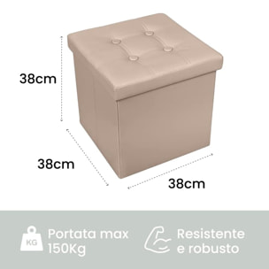 Pouf Contenitore, Puffo per Sedersi, Pouf Poggiapiedi, in Ecopelle, Quadrato, Imbottito, Versatile, Facile da Pulire