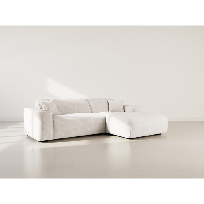 Lison - Canapé d'angle droit 4 places en velours texturé - Beige