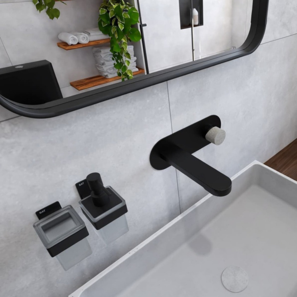 60x80 cm miroir suspendu rectangulaire, cadre en aluminium, noir (SATZOB6080CE)