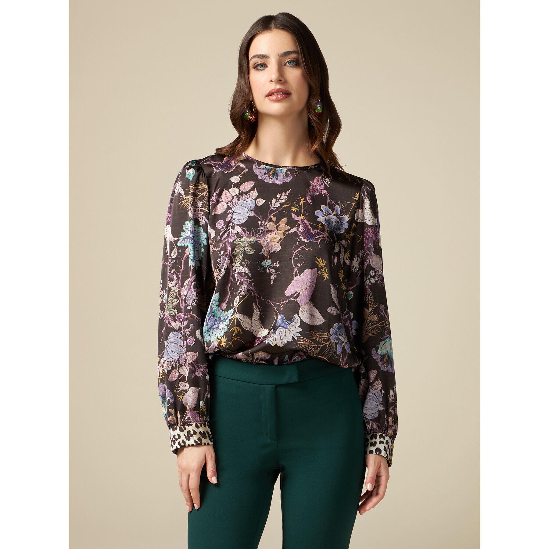 Oltre - Blusa de raso estampado - Violeta