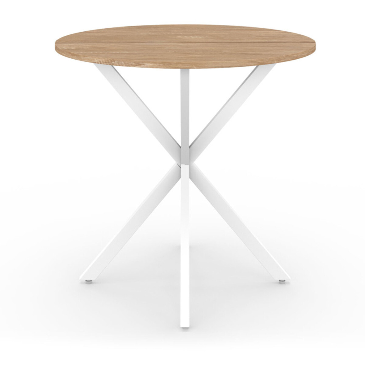 Table à manger ronde Soline Ø80cm bois et blanc