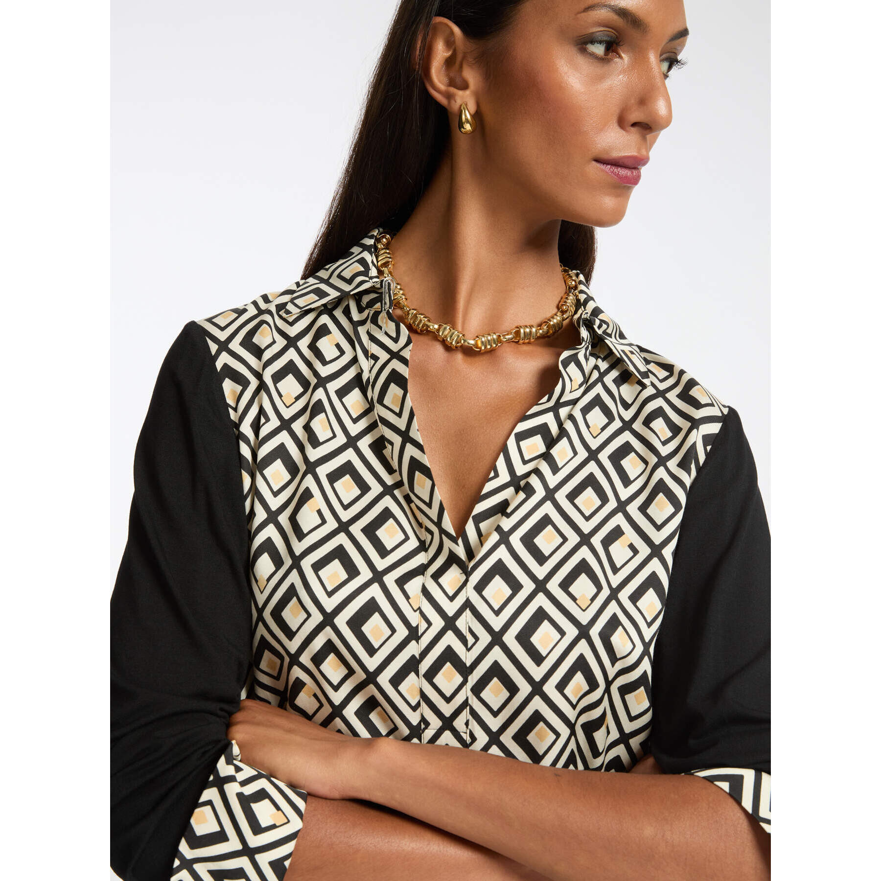 Elena Mirò - Camiseta con estampado geométrico - Negro