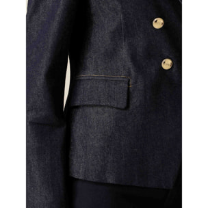 Oltre - Chaqueta cruzada de denim - Azul