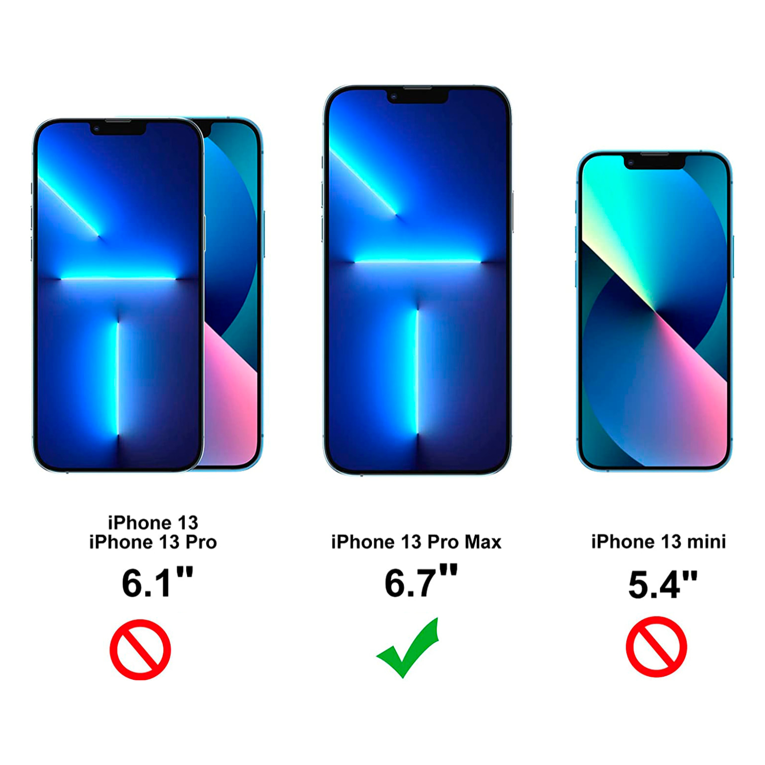 Protezione in vetro tempesto premium 3D per iPhone 13 Pro Max, con bordo nero.