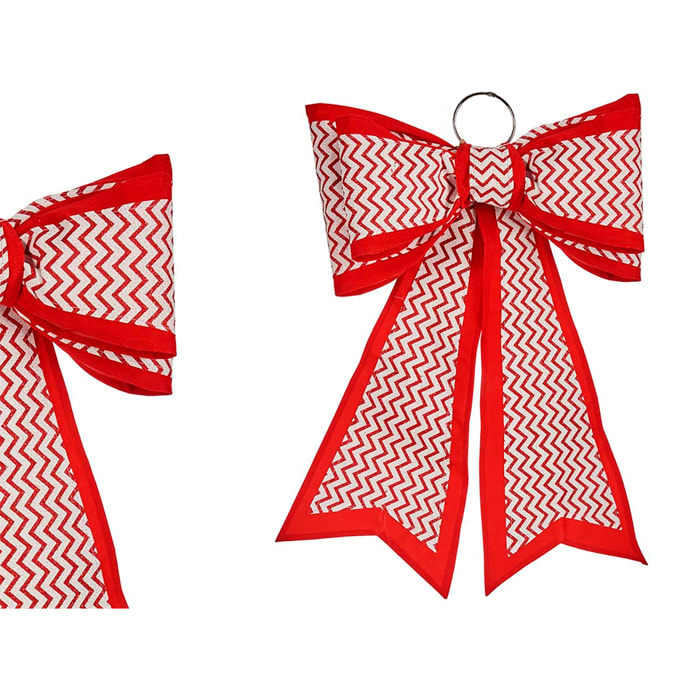 Lazo decorativo en PVC. Diseño color blanco y rojo con 40x60 cm de tamaño.