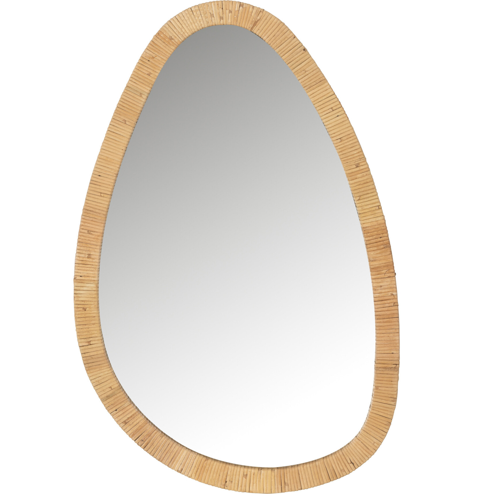 J-Line Miroir Paille Rottin/Verre Naturel Medium