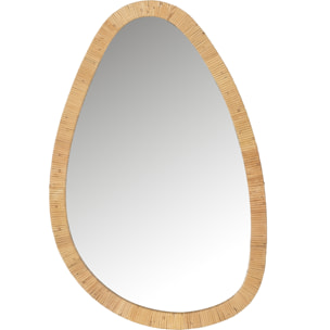 J-Line Miroir Paille Rottin/Verre Naturel Medium