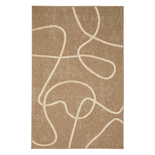 Tapis intérieur effet jute THOMAS. motif graphique en relief blanc. 160 x 230 cm