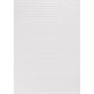 SANTORINI - Tapis d'intérieur/extérieur à motifs en relief vague - Blanc