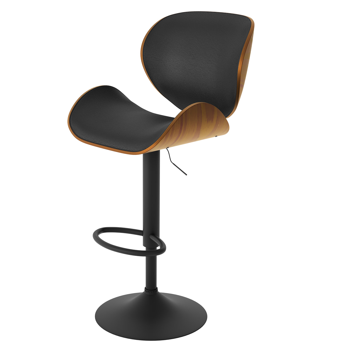 Chaise de bar réglable 63/84 cm en cuir synthétique noir - Baudoin