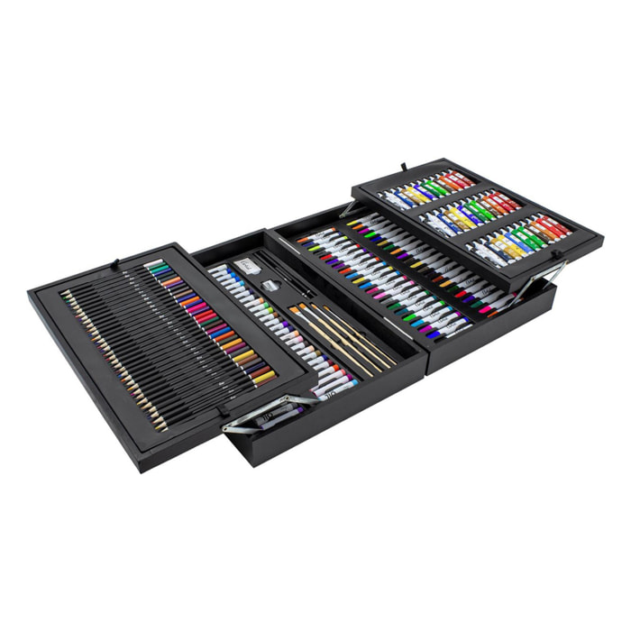 Set de pintura artística profesional en caja de madera 44,5x31x10cm
