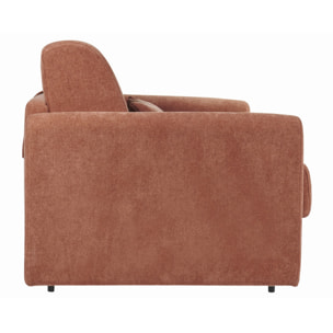 Canapé convertible 3 places en tissu effet velours terre brûlée avec matelas 13 cm LETTO