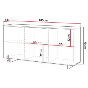 Canterbury - buffet bas - 3 portes - beige - 3 portes - 180 cm - Beige