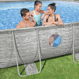 Bestway Piscine hors sol tubulaire ovale Bestway Power Steel Swim Vista 488 x 305 x 107 cm décor pierres