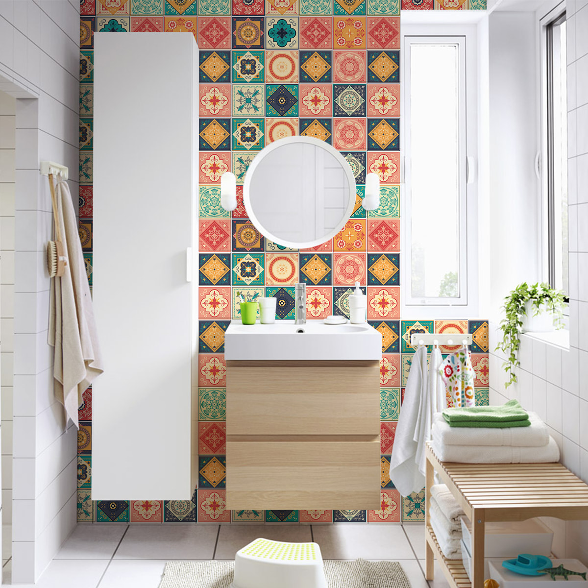 Stickers muraux - Sticker Mural Carrelage adhésif Cuisine Salle de Bain - 30 STICKERS CARRELAGES AZULEJOS JEZUS