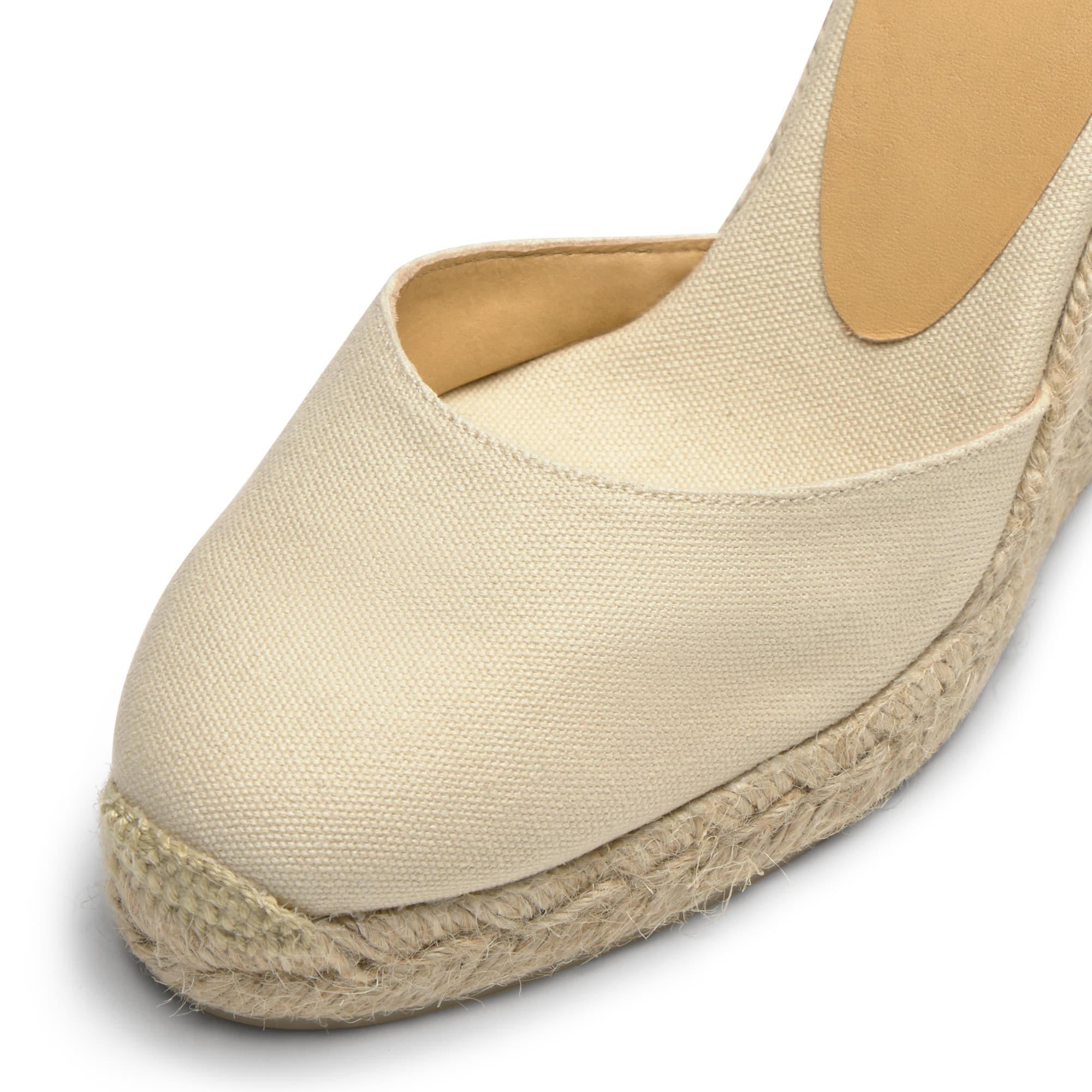 Alpargatas de cuña de mujer Carina en algodón orgánico, cierre mediante lazada