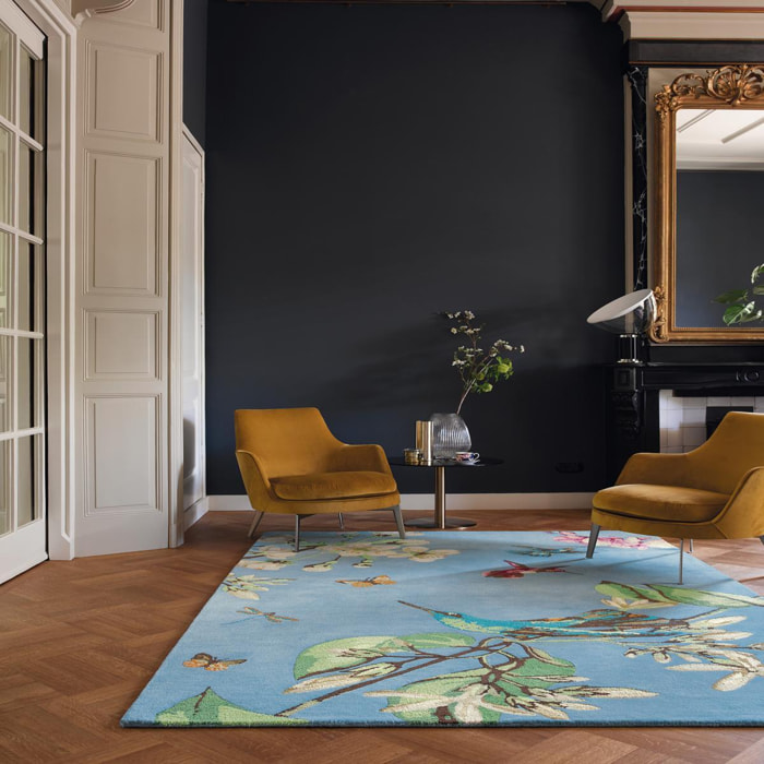 Tapis salon et chambre fait à la main en laine motif floral VAMA