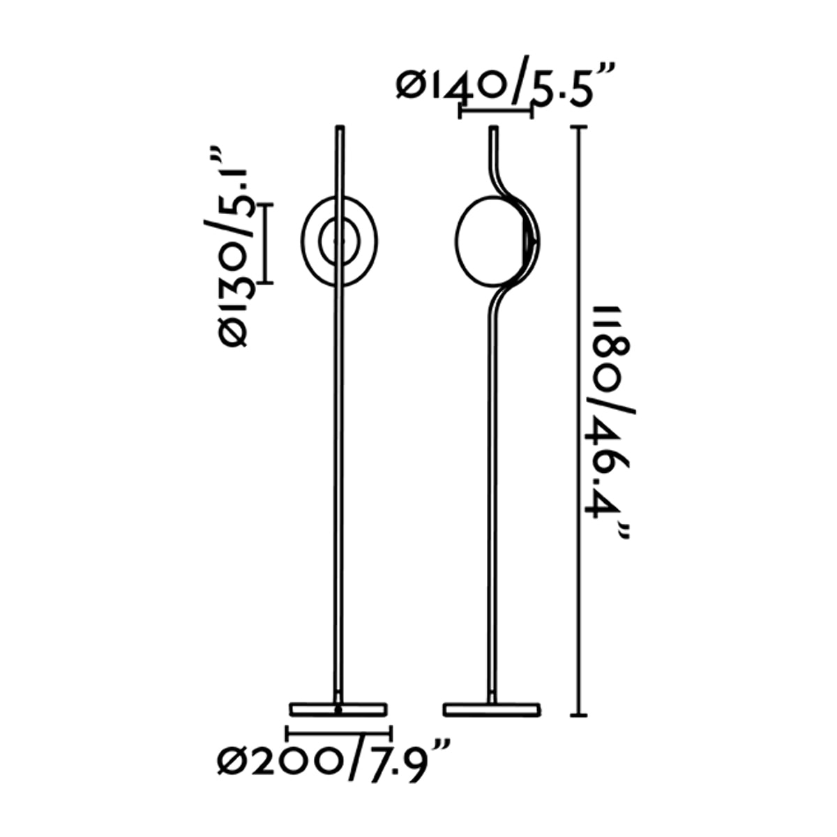 LE VITA Lampadaire dimmable or