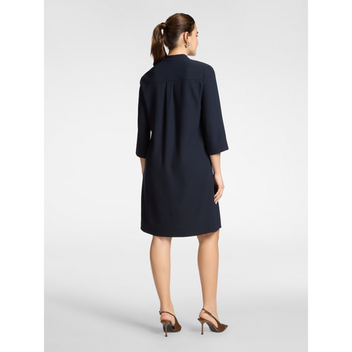 Elena Mirò - Abito in enver satin con scollo V - Blu
