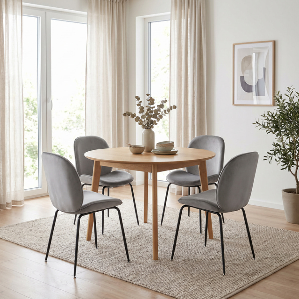 Sedia Imbottita in Effetto Velluto con Gambe in Acciaio, Design Moderno ed Elegante per Sala da Pranzo, Cucina, Soggiorno, Studio e Ufficio