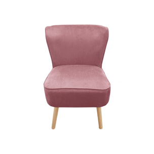 Fauteuil crapaud en velours côtelé et piètement en bois - HAPPY