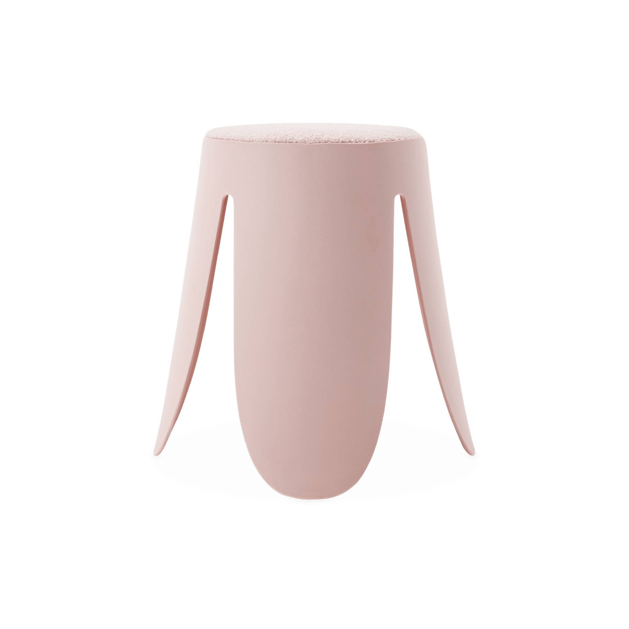 Set de 2 tabourets empilables roses. bouclette texturée. NIKI. Ø30 / 44 x H46cm