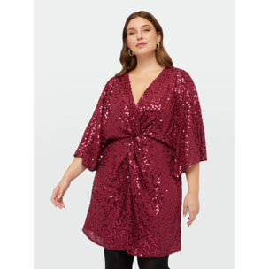 Fiorella Rubino - Vestito color burgundy paillettes all over - Fucsia