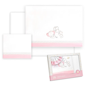 Triptico Coche Oso Elefante Globos Bco/Rosa