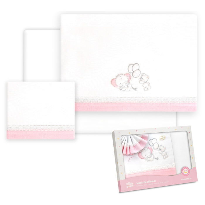 Triptico Coche Oso Elefante Globos Bco/Rosa