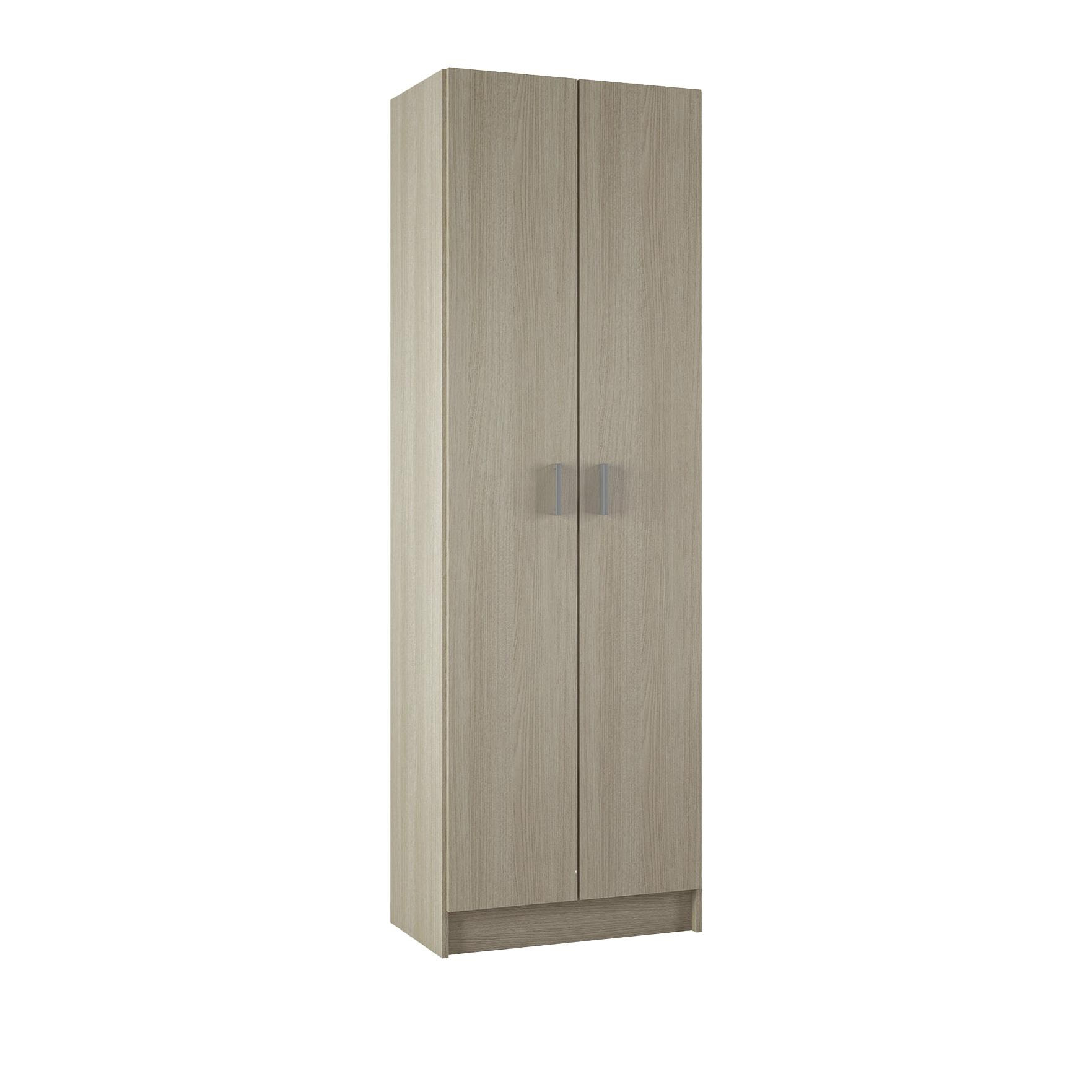 Armadio multiuso Salem, Mobile ausiliario a 2 ante, Portascarpe con 3 ripiani, Scarpiera alta moderna, cm 59x37h180, Rovere