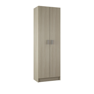 Armadio multiuso Salem, Mobile ausiliario a 2 ante, Portascarpe con 3 ripiani, Scarpiera alta moderna, cm 59x37h180, Rovere